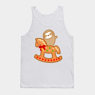 Cute Christmas Gingerbread Rocking Horse Sloth Tank Top